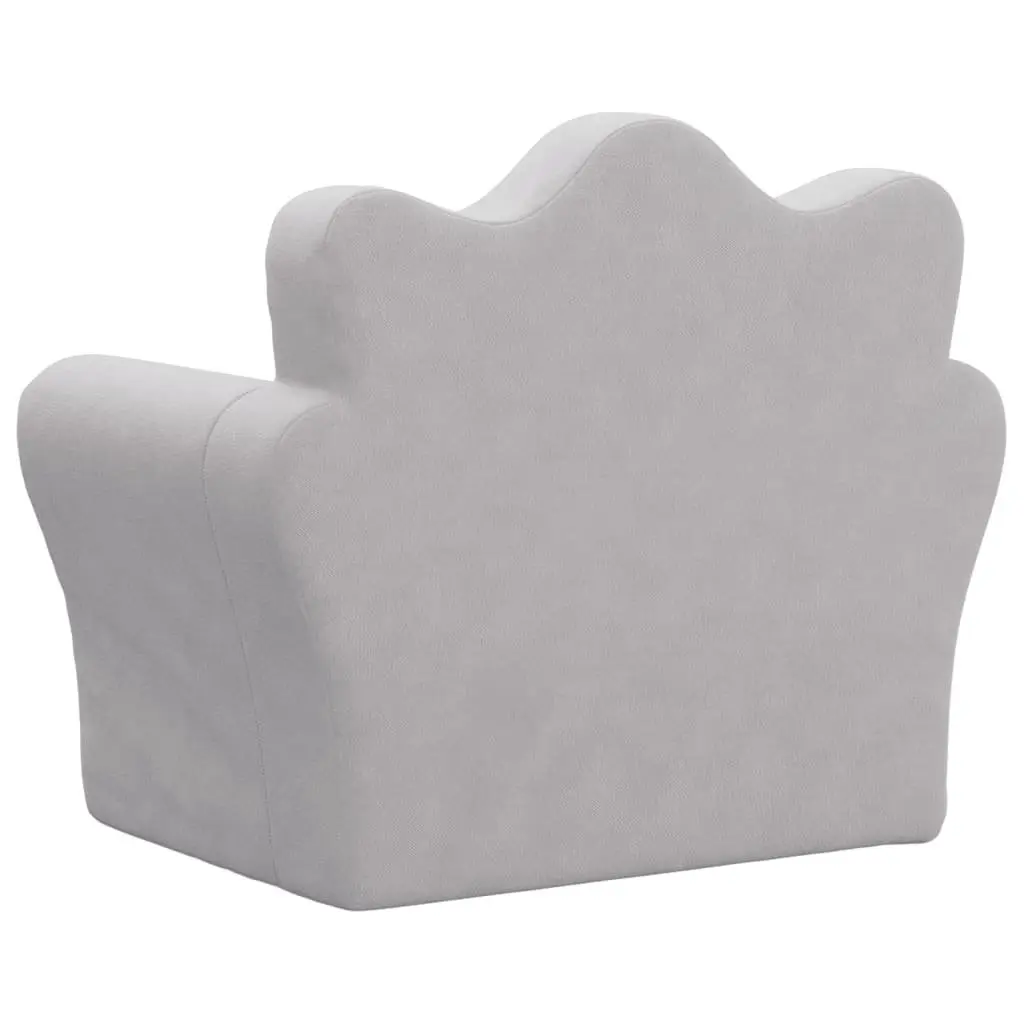 Kids Sofa Grey Soft Plush Removable Cover Washable Children Couch Armrests