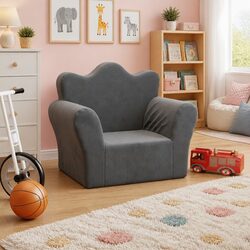 Kids Sofa - Anthracite Soft Couch with Removable Cover