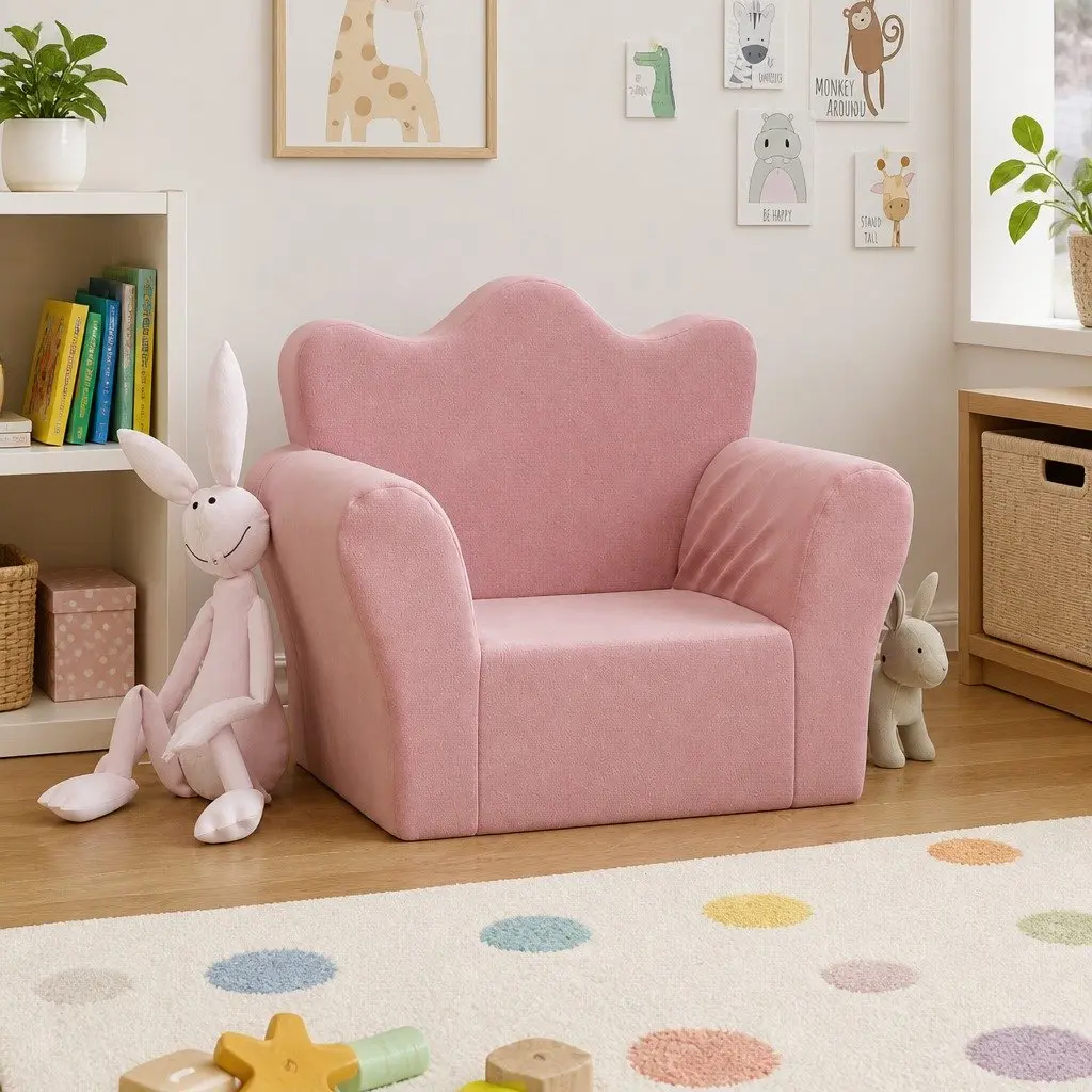 Pink Kids Sofa with Removable Cover