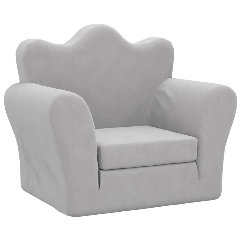 Kids Sofa Bed Grey Soft Plush 2-in-1 Folding Armchair Children's Furniture