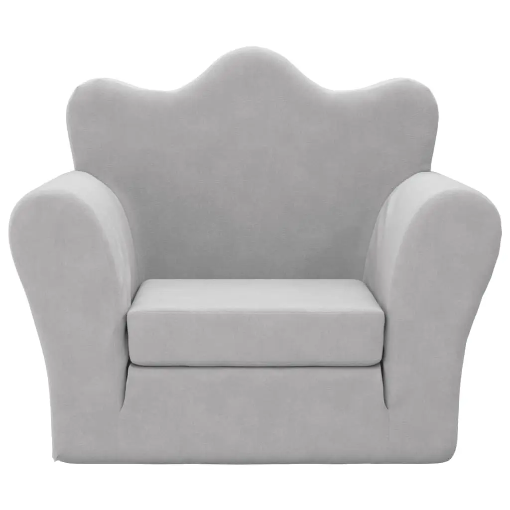 Kids Sofa Bed Grey Soft Plush 2-in-1 Folding Armchair Children's Furniture