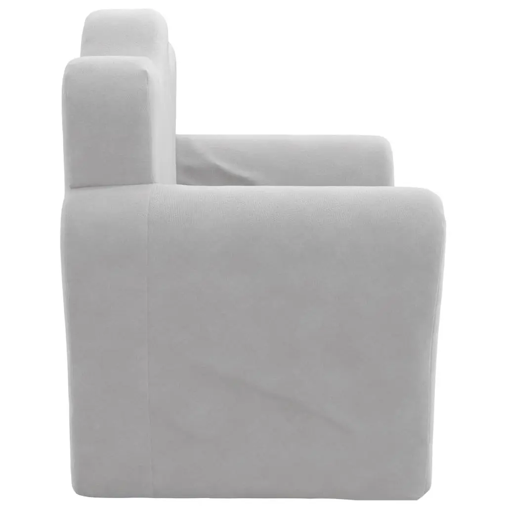 Kids Sofa Bed Grey Soft Plush 2-in-1 Folding Armchair Children's Furniture