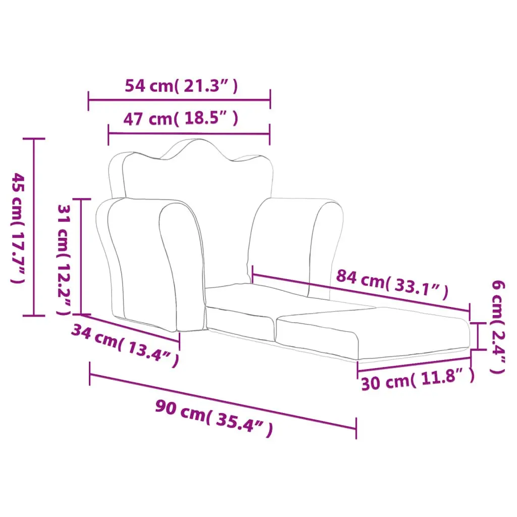 Kids Sofa Bed Folding 2-in-1 Armchair Toddler Soft Plush Removable Cover