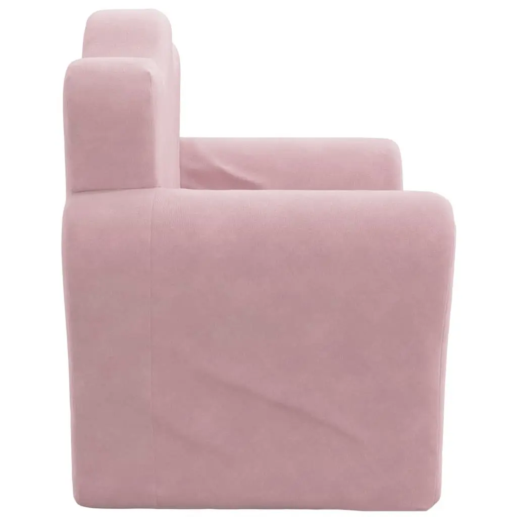 Kids Sofa Bed Pink Plush Folding 2-in-1 Armchair Toddler Furniture Soft Play Nap