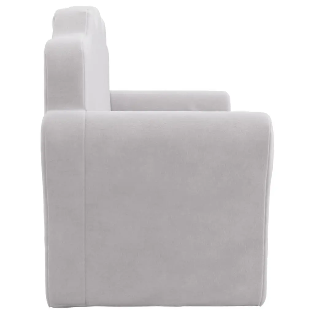 Kids Sofa Bed 2-Seater Grey Soft Plush Fold Out Armchair Toddler Couch