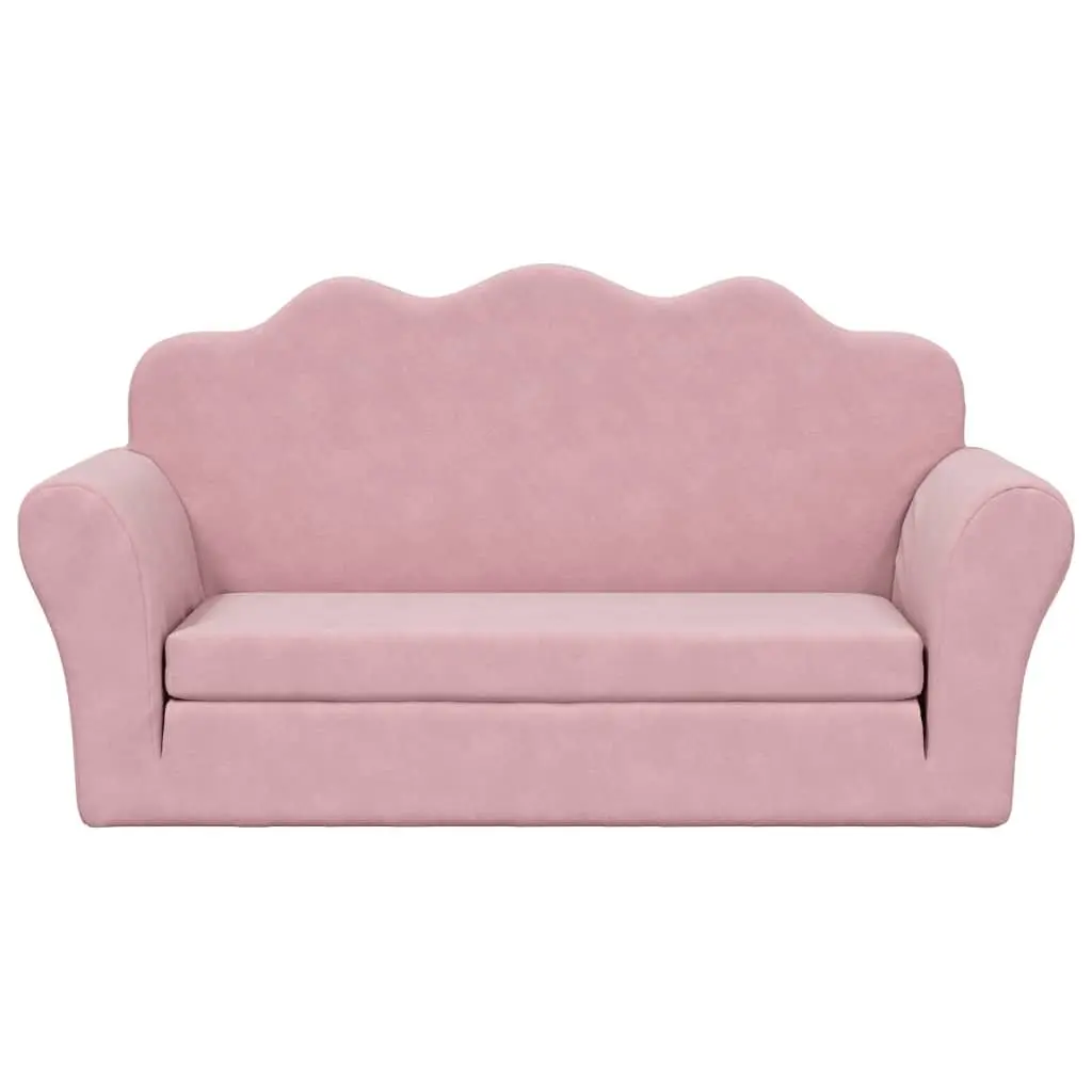 Kids Sofa Bed 2-Seater Pink Soft Plush Folding Children's Couch Armchair