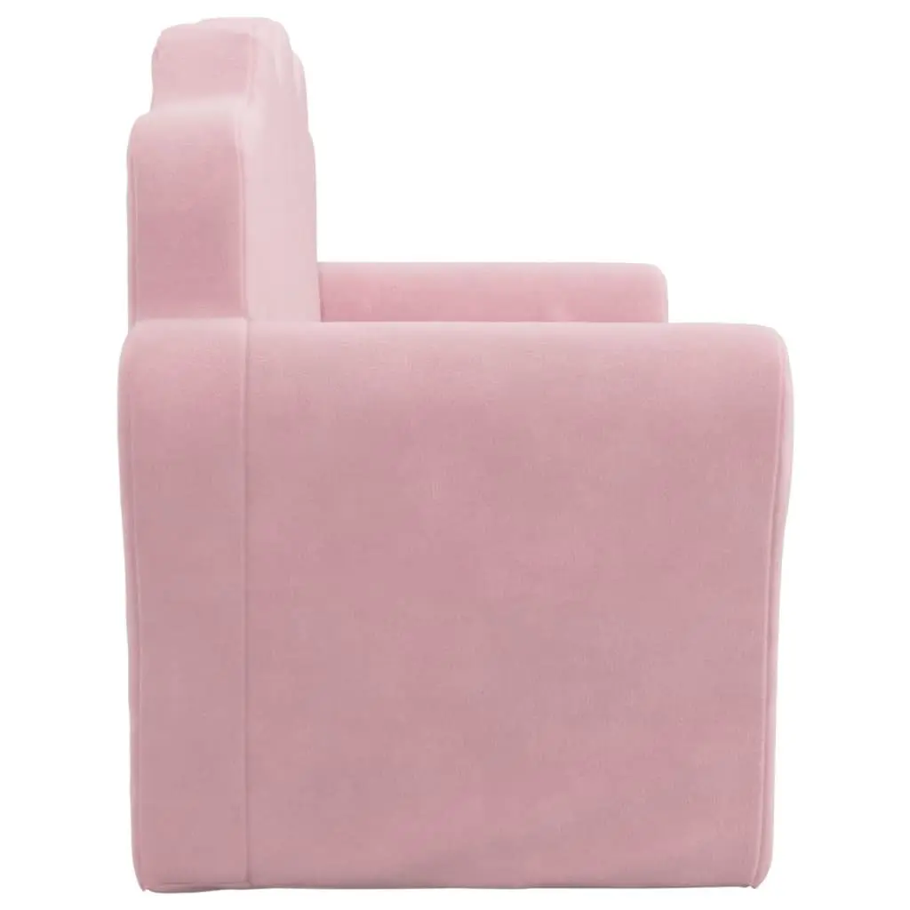 Kids Sofa Bed 2-Seater Pink Soft Plush Folding Children's Couch Armchair
