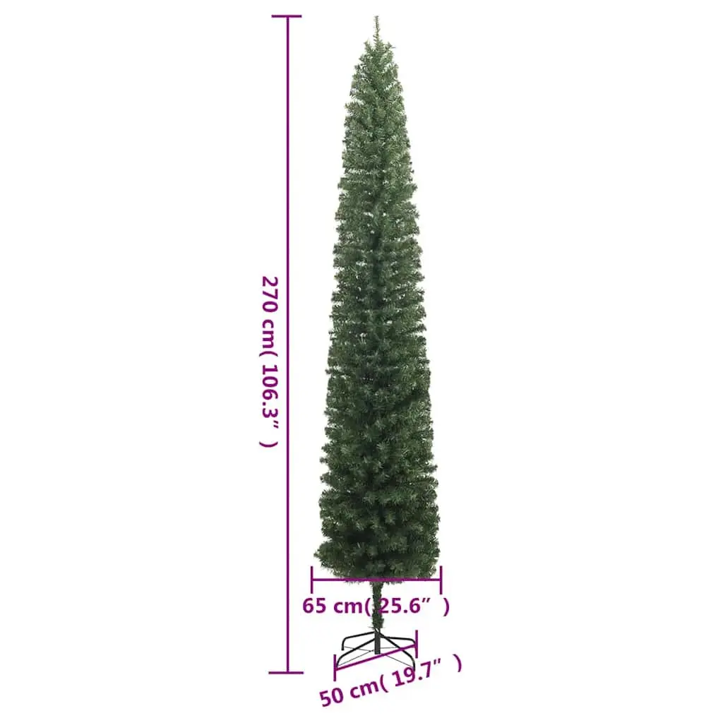 Slim Christmas Tree 270cm Artificial Green for Holiday Decoration