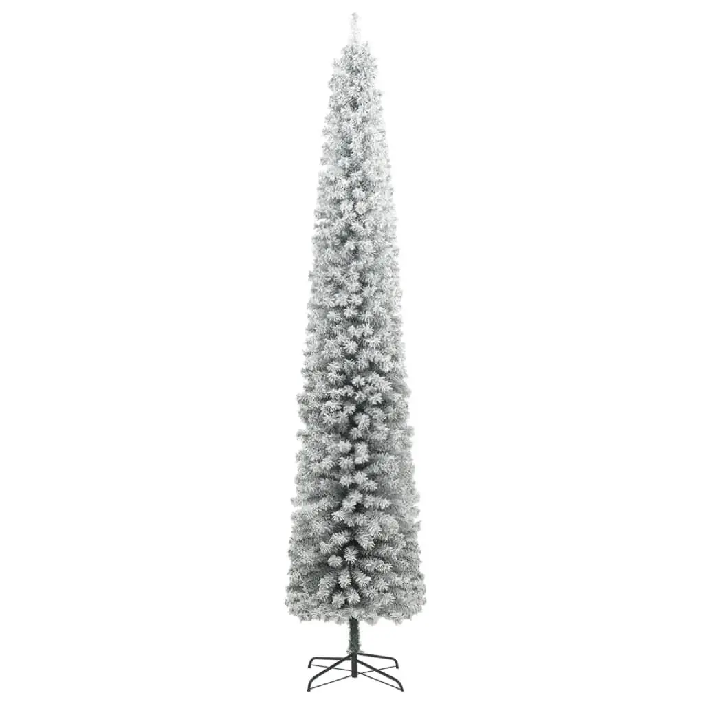 Slim Christmas Tree for Holiday Seasonal Decoration 270cm White Flocked Snow PVC