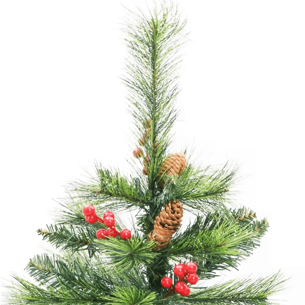 Artificial Hinged Christmas Tree 150cm Green with Cones Berries Holiday