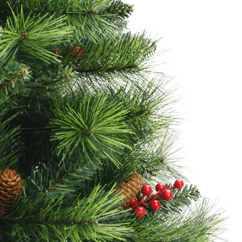 Artificial Hinged Christmas Tree 150cm Green with Cones Berries Holiday