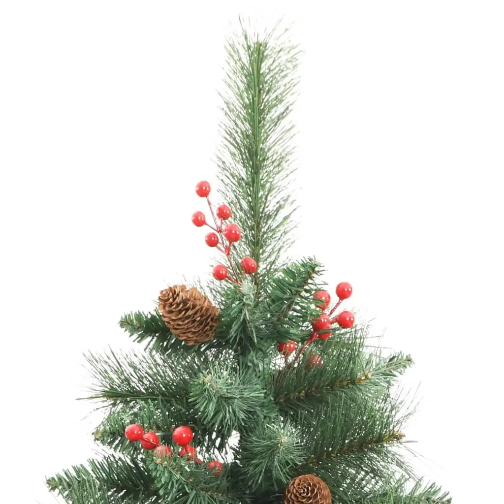 Artificial Hinged Christmas Tree 180cm Green with Cones Berries Festive