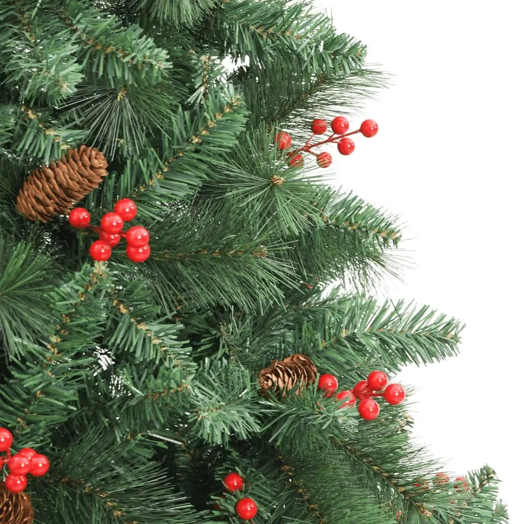 Artificial Hinged Christmas Tree 180cm Green with Cones Berries Festive