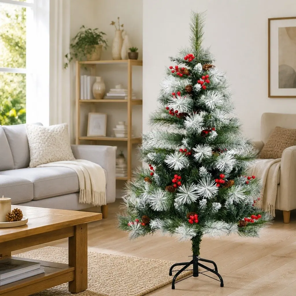 150cm White Hinged Christmas Tree