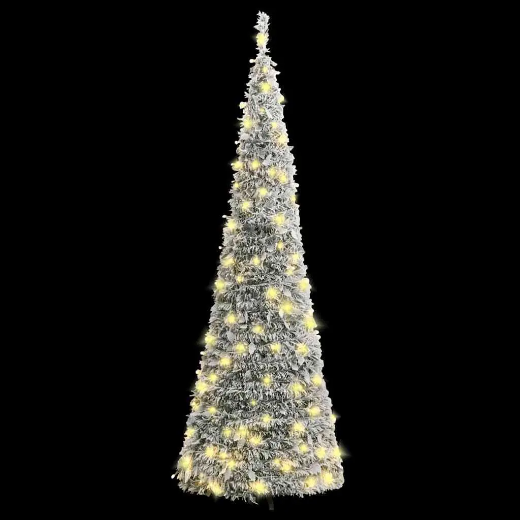 Artificial Christmas Tree Seasonal Decoration 150cm White Flocked Snow with 100 LEDs