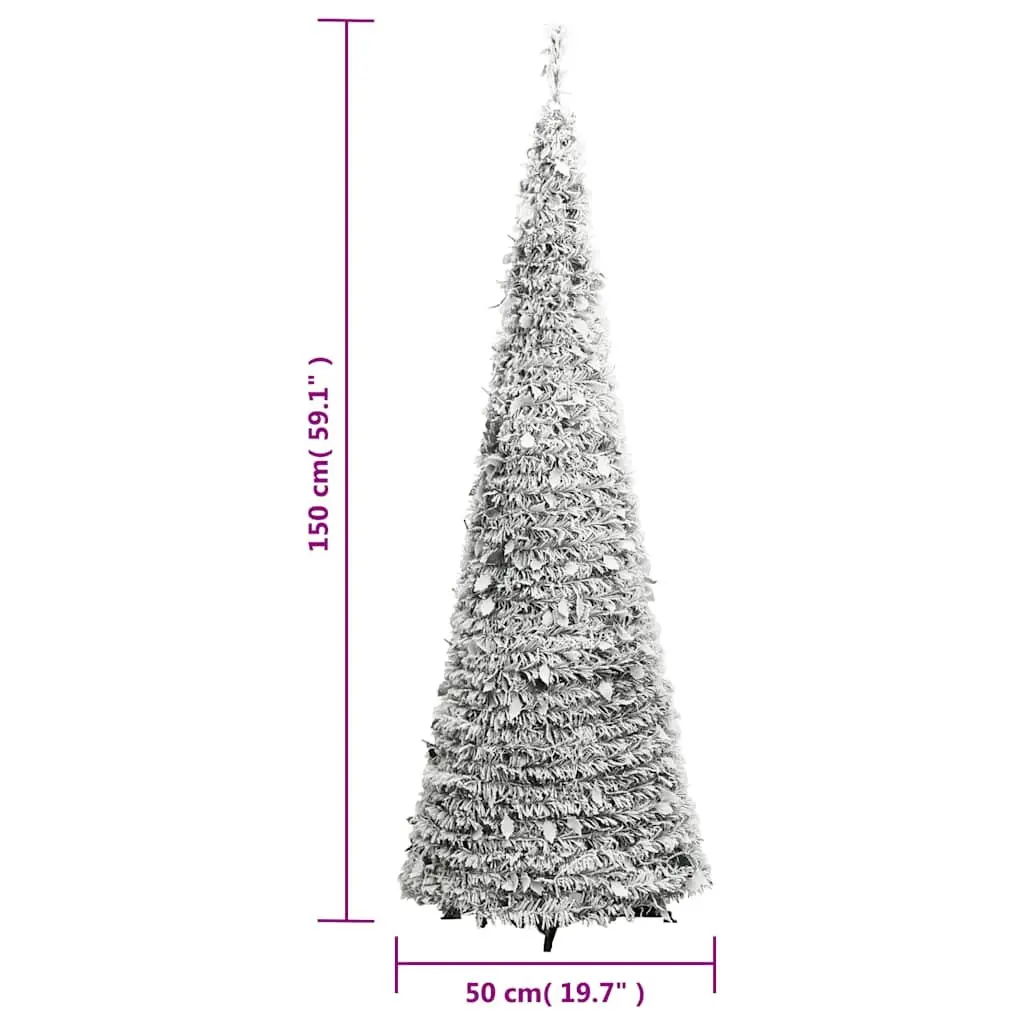 Artificial Christmas Tree Seasonal Decoration 150cm White Flocked Snow with 100 LEDs
