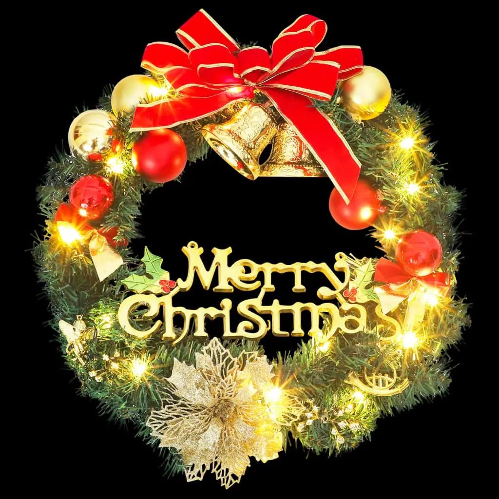 Christmas Wreath Holiday Home Decoration 30cm Green with 15 LED Lights
