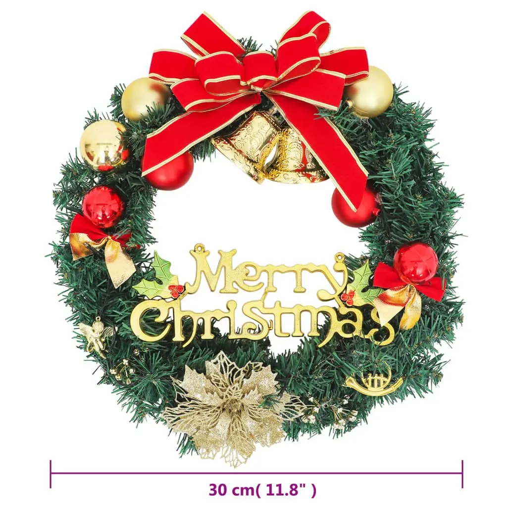 Christmas Wreath Holiday Home Decoration 30cm Green with 15 LED Lights