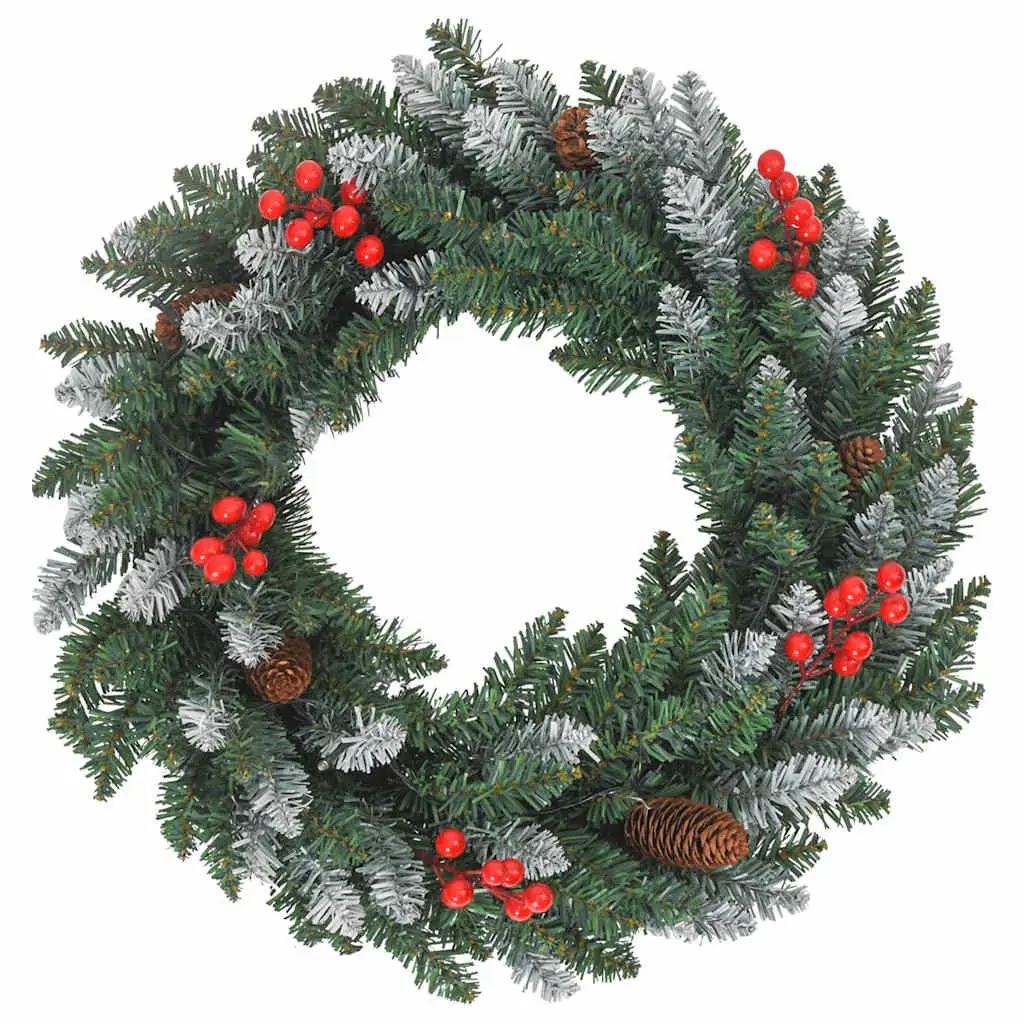 4 Piece Christmas Door Decoration Set with LED Lights Wreath Garland Trees