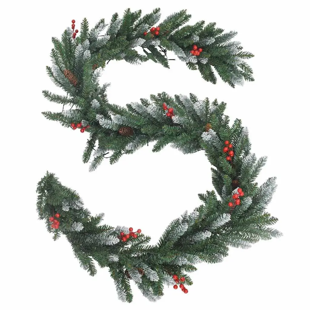 4 Piece Christmas Door Decoration Set with LED Lights Wreath Garland Trees