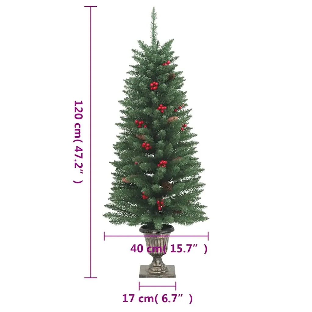 Artificial Christmas Trees 120cm Green for Home Decoration 2 Piece LED Lighted