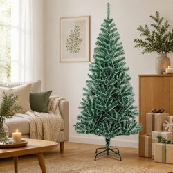 Artificial Christmas Tree 180 cm Flocked Snow Green Realistic Holiday Seasonal