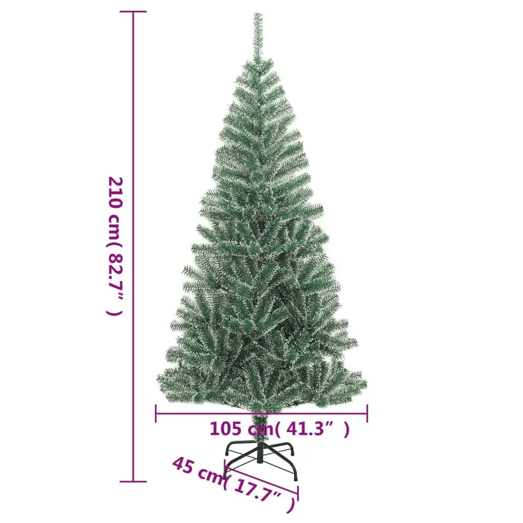 Artificial Christmas Tree 210cm Green Flocked Snow for Holiday Seasonal Decoration
