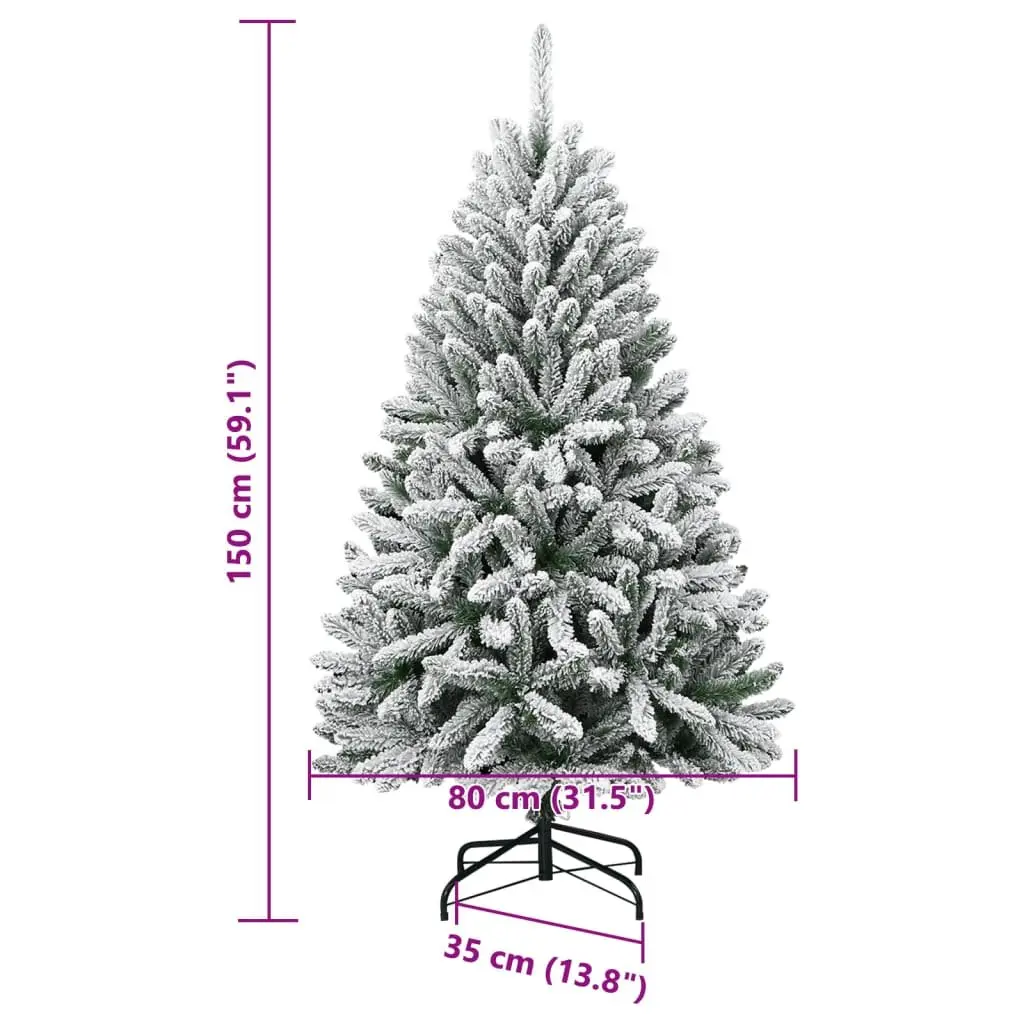 Artificial Christmas Tree for Holiday Decoration 150 cm Flocked Snow White