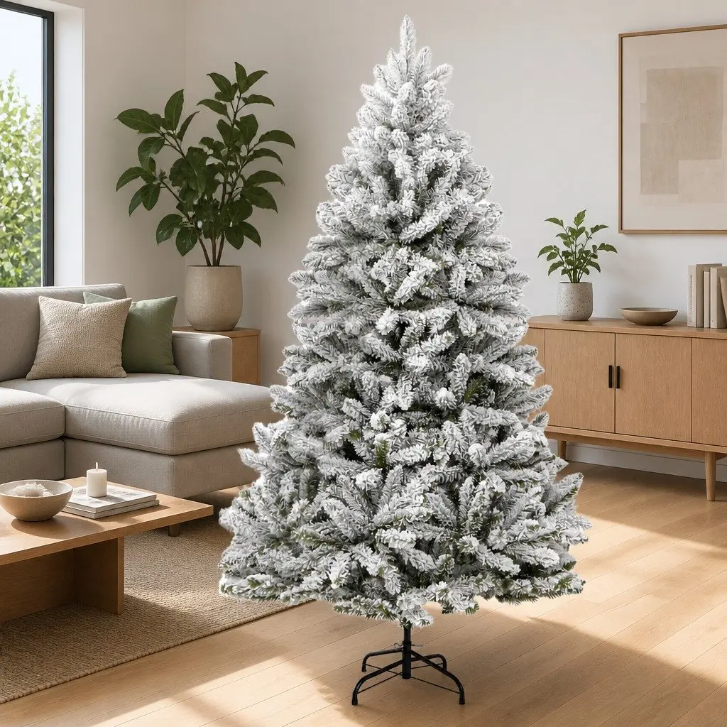 Artificial Christmas Tree for Home 240cm White Flocked Snow PVC Tips