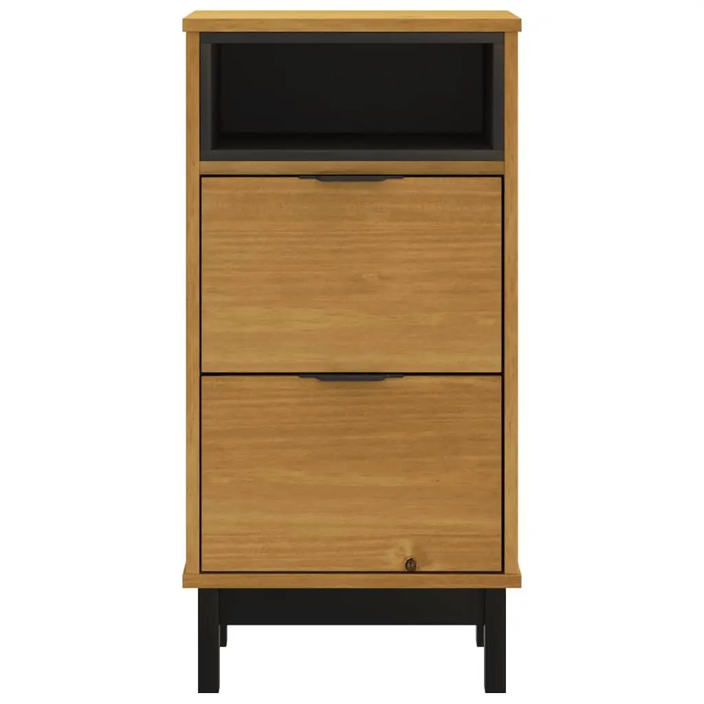 Bedside Cabinet Brown Solid Pine Wood Nightstand 2 Drawers Storage Table