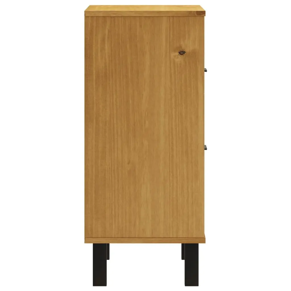 Bedside Cabinet Brown Solid Pine Wood Nightstand 2 Drawers Storage Table