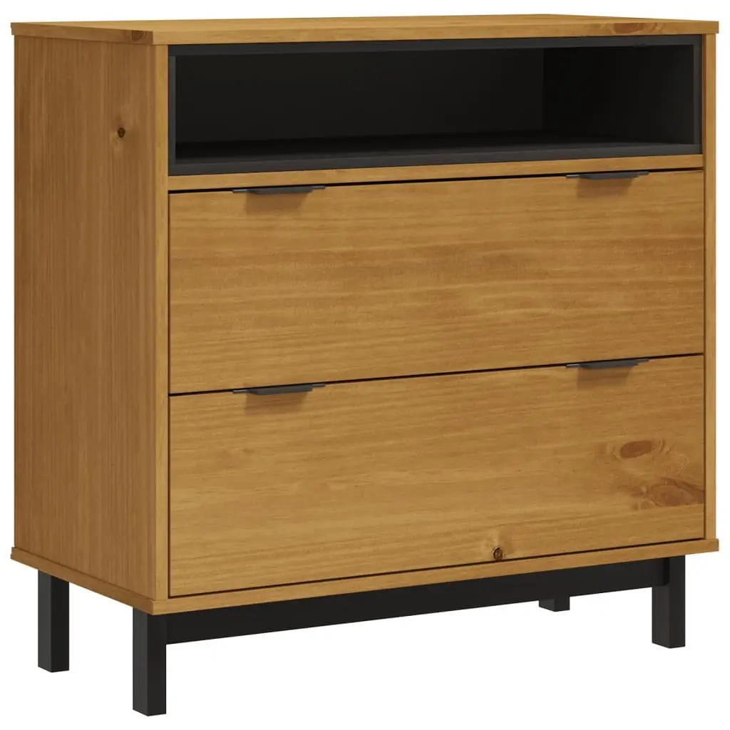 Drawer Cabinet 80x40x80 cm Brown Solid Pine Wood Storage Chest 2 Drawers