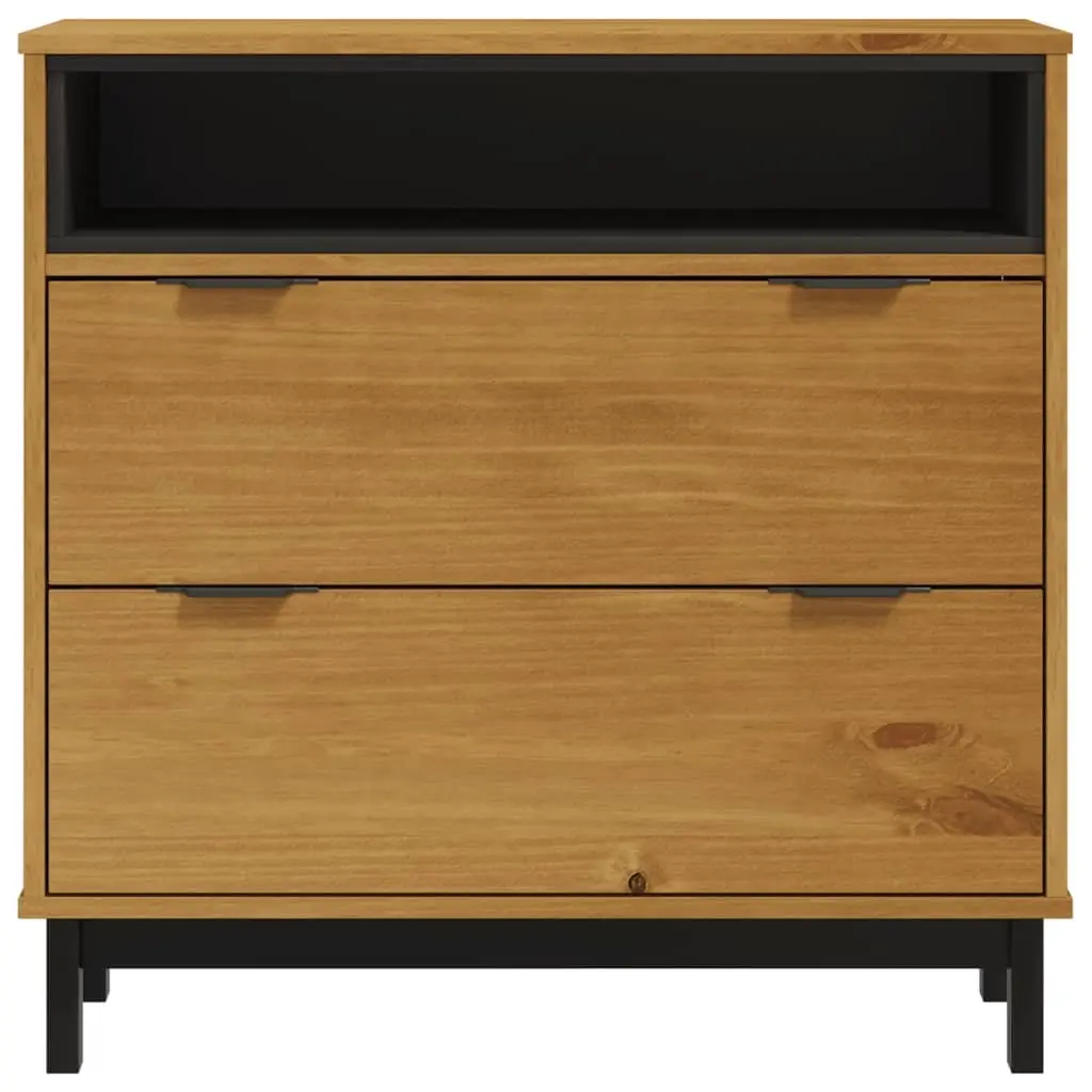 Drawer Cabinet 80x40x80 cm Brown Solid Pine Wood Storage Chest 2 Drawers
