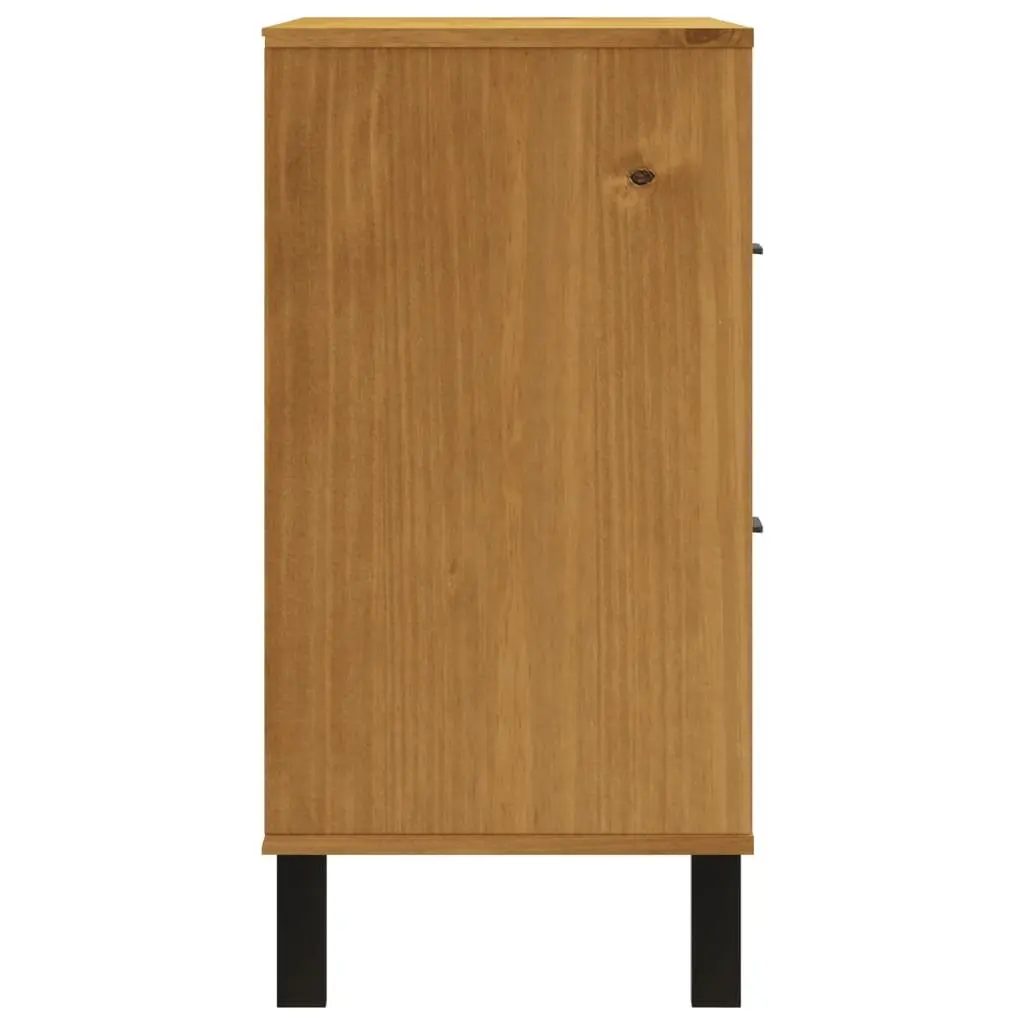 Drawer Cabinet 80x40x80 cm Brown Solid Pine Wood Storage Chest 2 Drawers