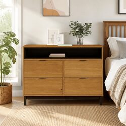 Solid Pine Wood Drawer Cabinet: 110W x 40D x 80H cm