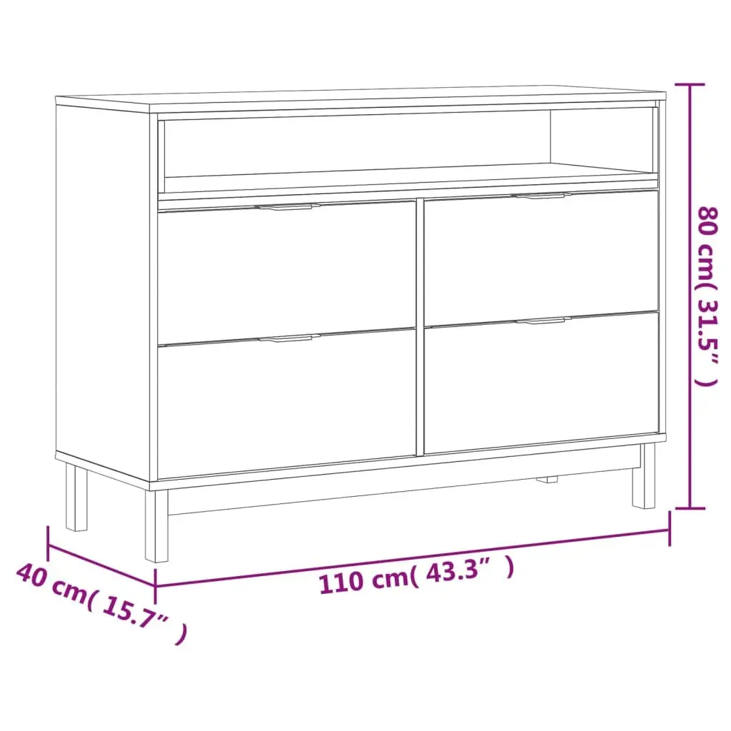 Drawer Cabinet Chest of Drawers 110x40x80 cm Brown Wood Storage Organizer