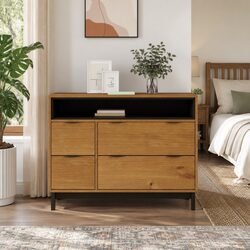 Drawer Cabinet Chest of Drawers 4 Drawer Storage Organizer Brown Wooden