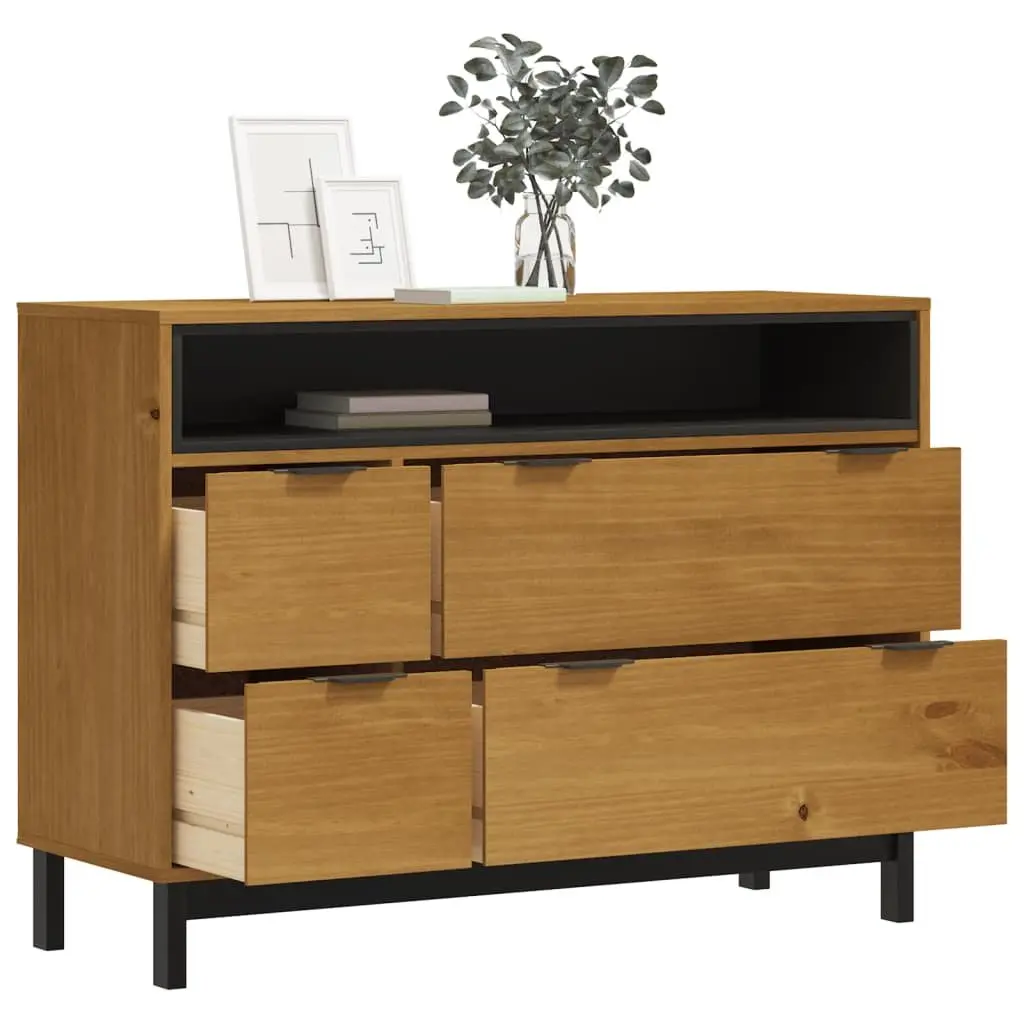 Drawer Cabinet Storage Organizer for Home Brown Wooden 4 Drawer