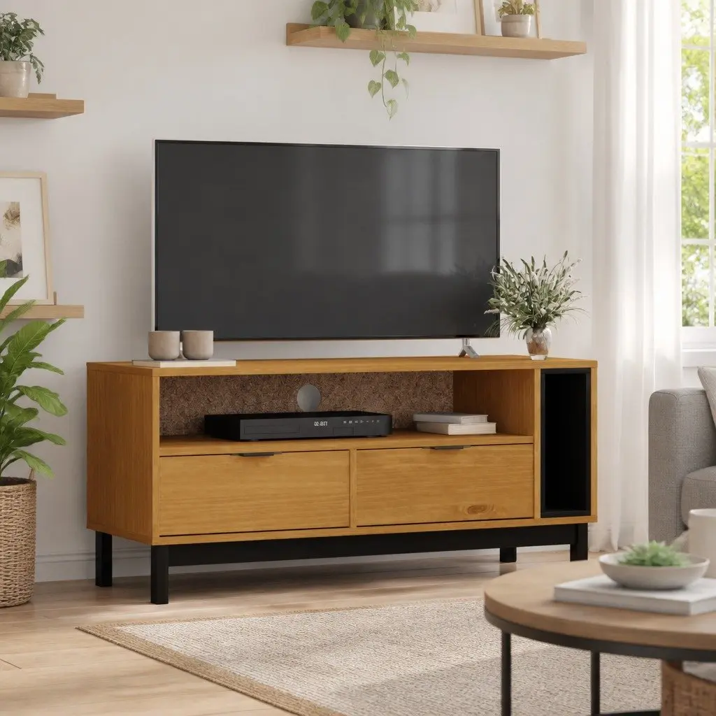 TV Cabinet for Living Room 110x40x50 cm Solid Pine Wood Media Unit Brown
