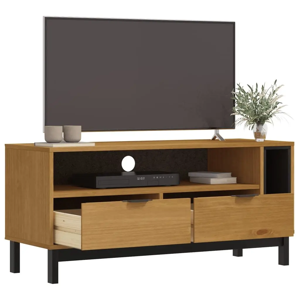 TV Cabinet for Living Room 110x40x50 cm Solid Pine Wood Media Unit Brown