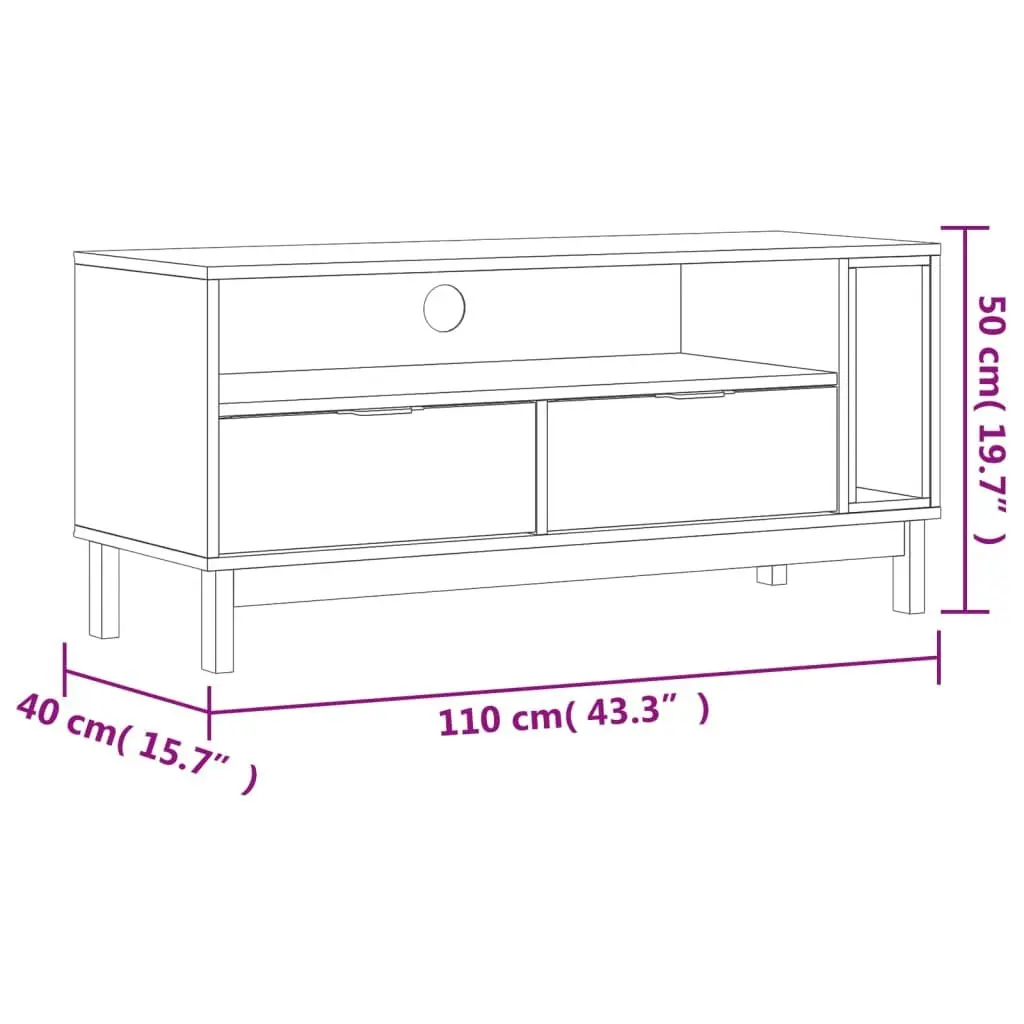 TV Cabinet for Living Room 110x40x50 cm Solid Pine Wood Media Unit Brown