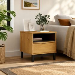 50x50x50 cm Solid Wood Side Table with Storage
