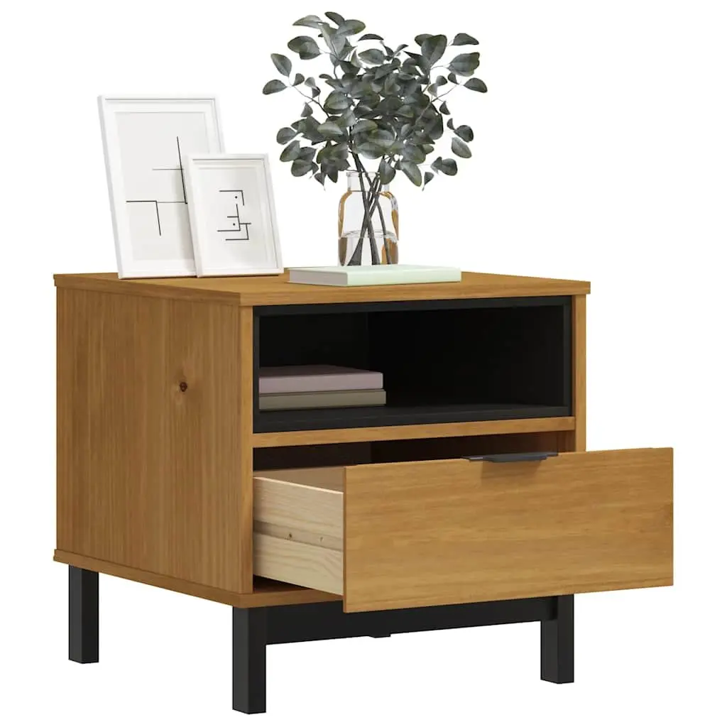 50x50x50 cm Solid Wood Side Table with Storage