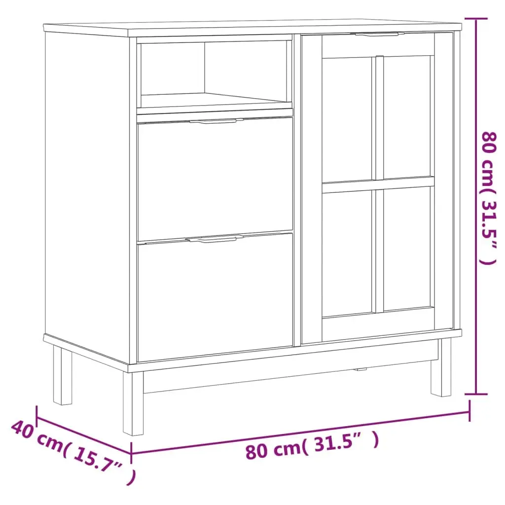 80x40x80cm Solid Pine Wood Sideboard Storage Cabinet
