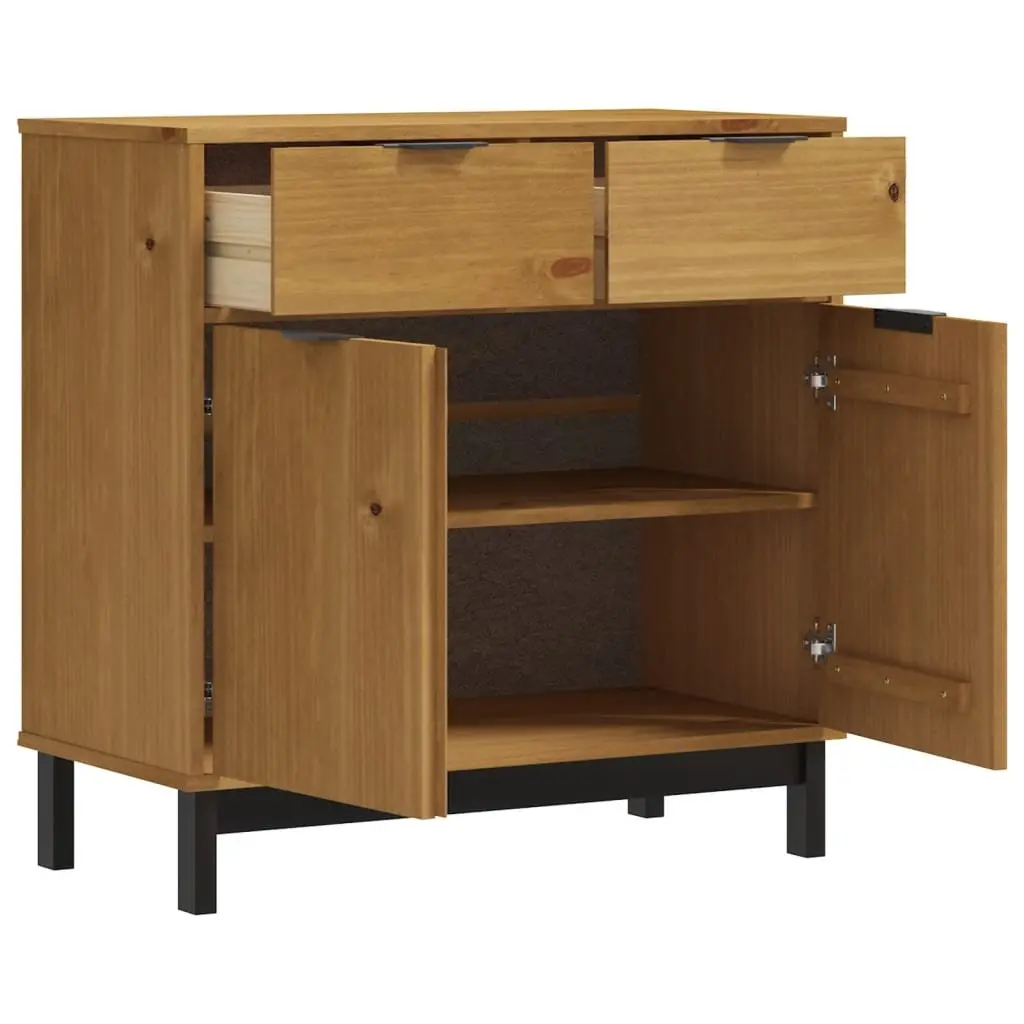 Wooden Sideboard Storage Cabinet for Living Room 80cm W x 40cm D x 80cm H Brown Pine Furniture Display Cupboard