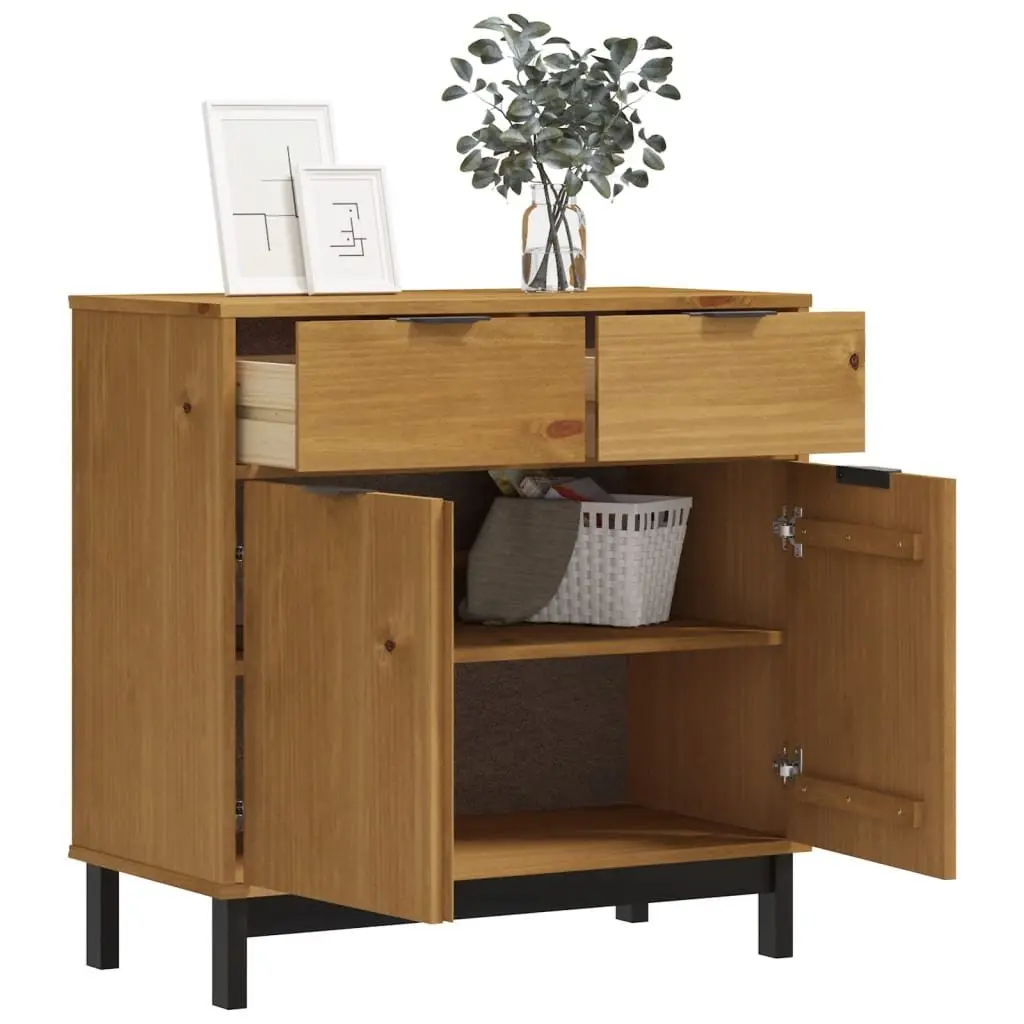 Wooden Sideboard Storage Cabinet for Living Room 80cm W x 40cm D x 80cm H Brown Pine Furniture Display Cupboard