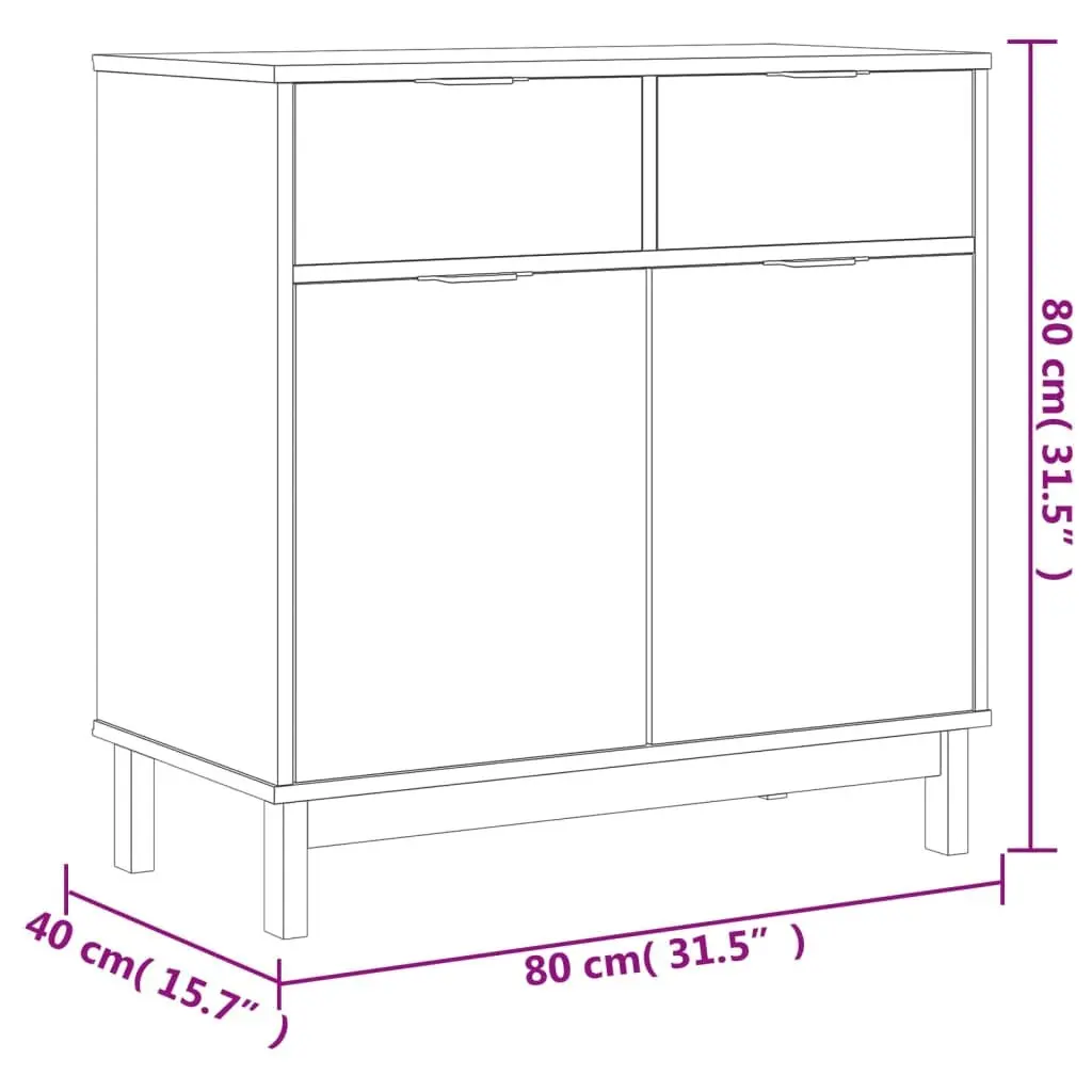 Wooden Sideboard Storage Cabinet for Living Room 80cm W x 40cm D x 80cm H Brown Pine Furniture Display Cupboard