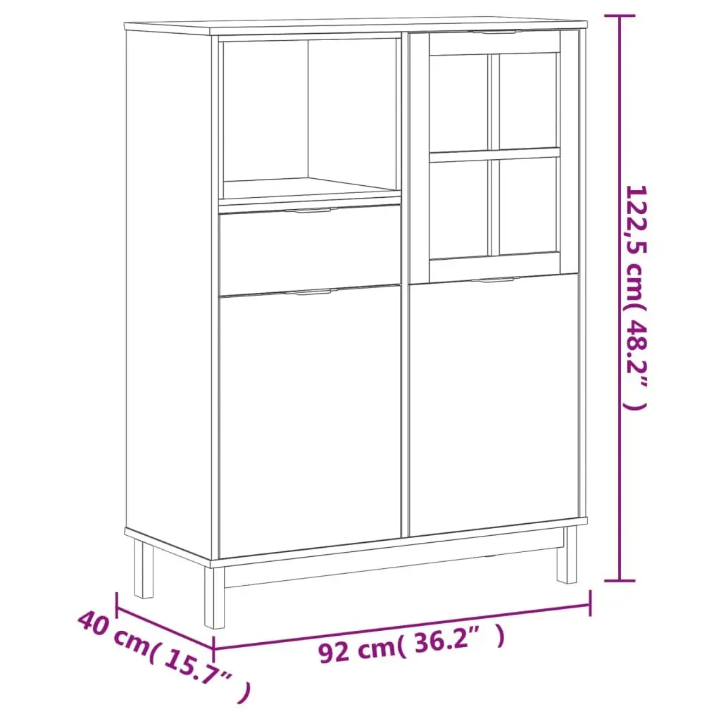 Wooden Highboard Storage Cabinet for Home 92cm W x 40cm D x 122.5cm H