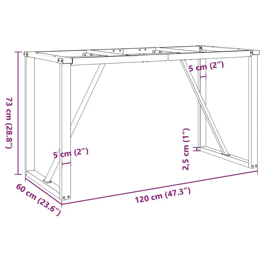 Steel O-Frame Dining Table Legs for Home Use 120x60x73cm Black