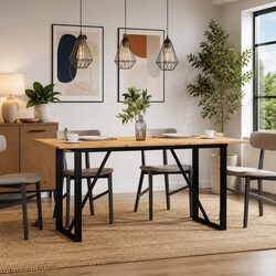 Dimensions: 140x60x73 cm O-Frame Table Legs in Black Steel